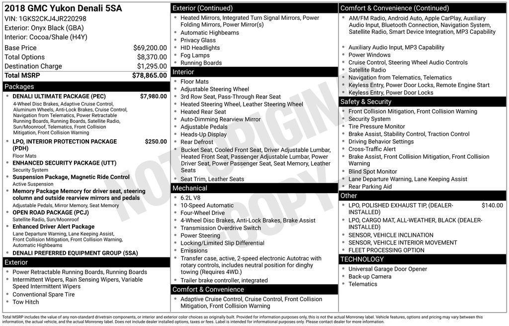 used 2018 GMC Yukon car, priced at $32,000