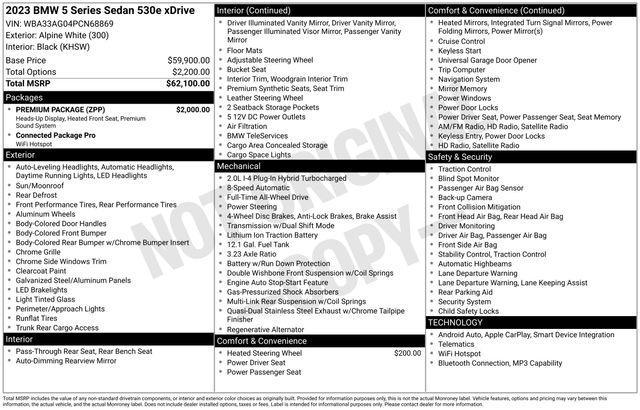 used 2023 BMW 530e car, priced at $29,987