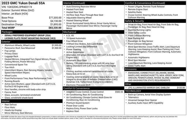 used 2023 GMC Yukon car, priced at $59,377