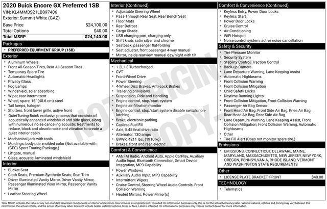 used 2020 Buick Encore GX car, priced at $16,645