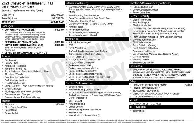 used 2021 Chevrolet TrailBlazer car, priced at $18,999
