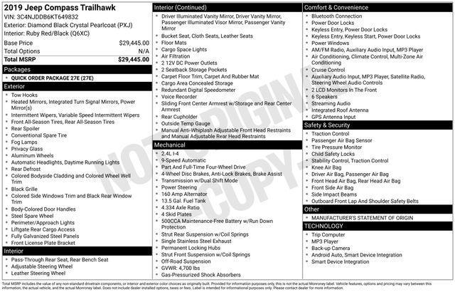 used 2019 Jeep Compass car, priced at $14,489