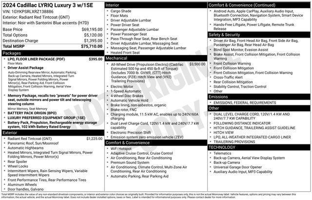 used 2024 Cadillac LYRIQ car, priced at $42,891