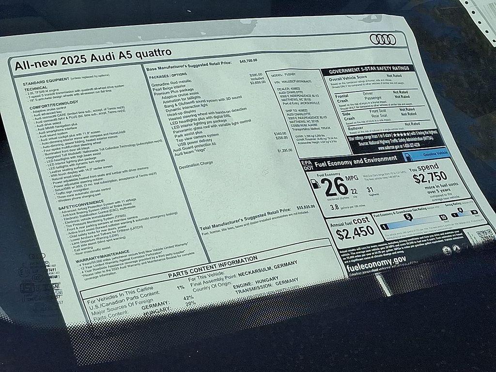 new 2025 Audi A5 car, priced at $55,825