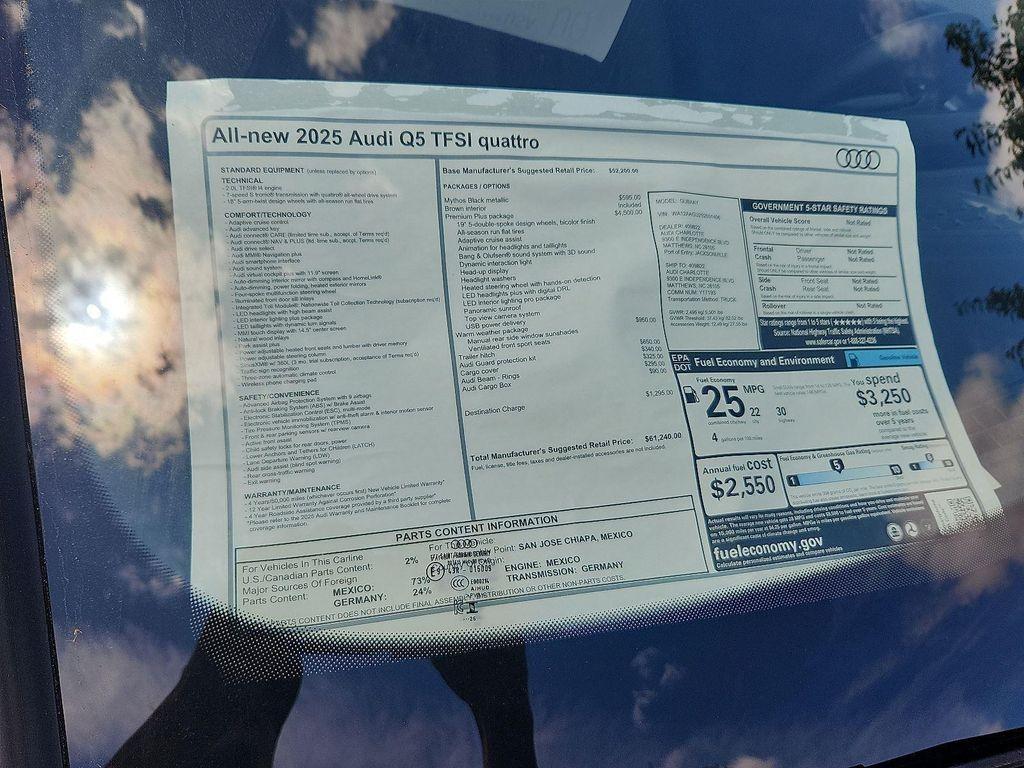 new 2025 Audi Q5 car, priced at $61,240
