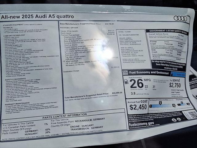 new 2025 Audi A5 car, priced at $55,990