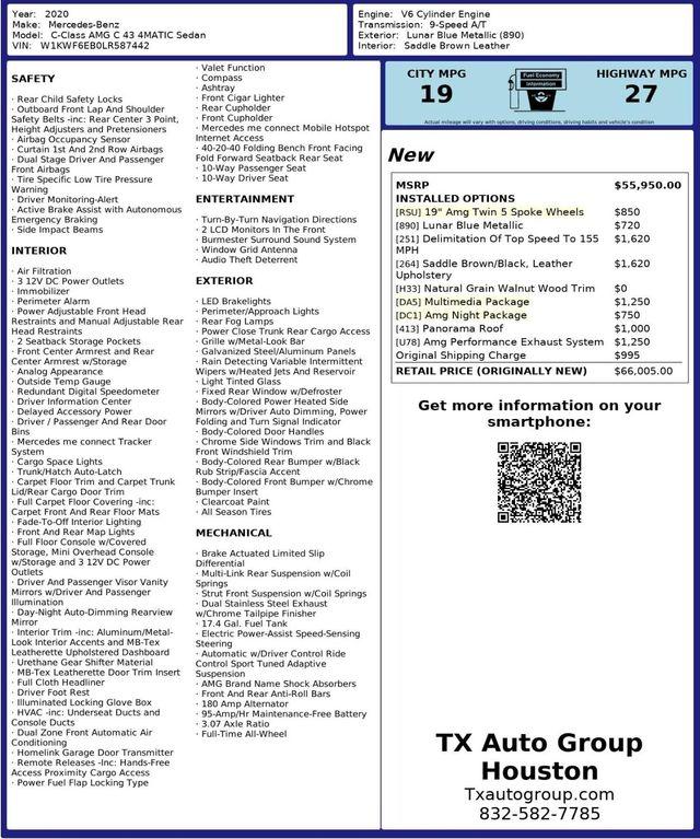 used 2020 Mercedes-Benz AMG C 43 car, priced at $35,995