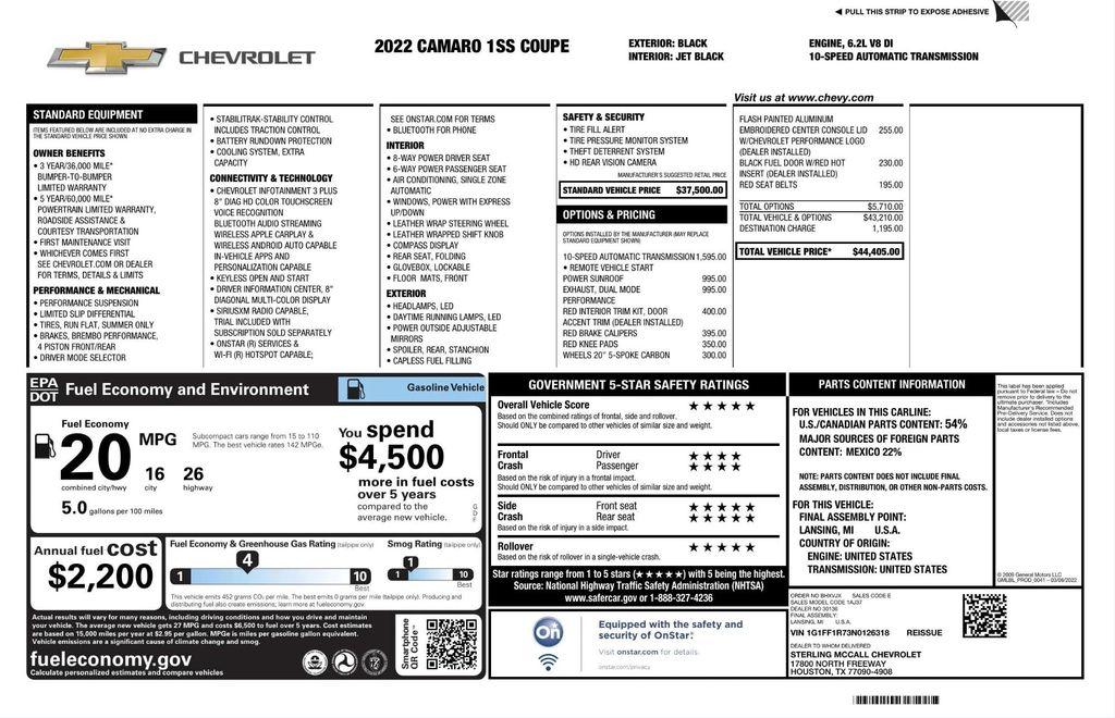 used 2022 Chevrolet Camaro car, priced at $29,995