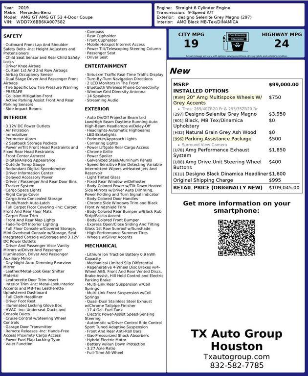 used 2019 Mercedes-Benz AMG GT 53 car, priced at $57,695