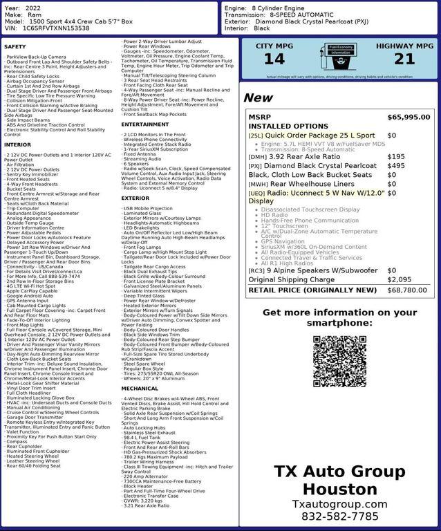 used 2022 Ram 1500 car, priced at $38,495