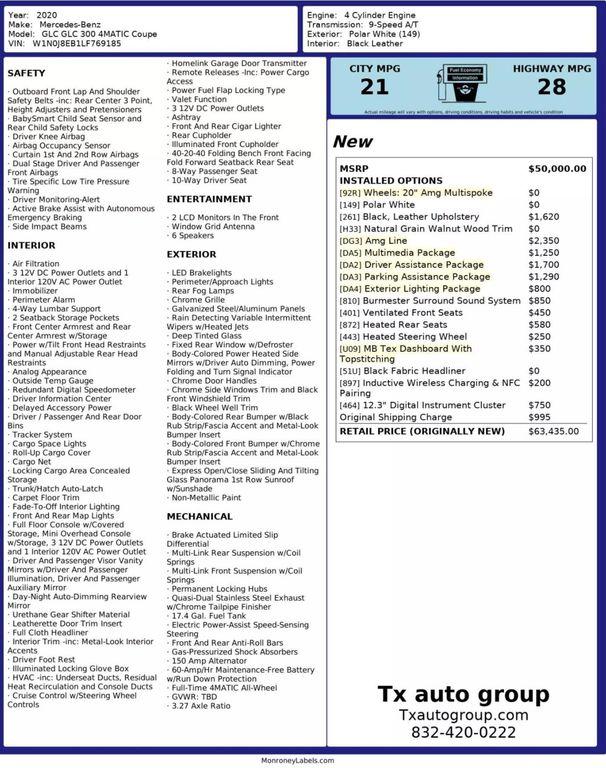 used 2020 Mercedes-Benz GLC 300 car, priced at $37,295