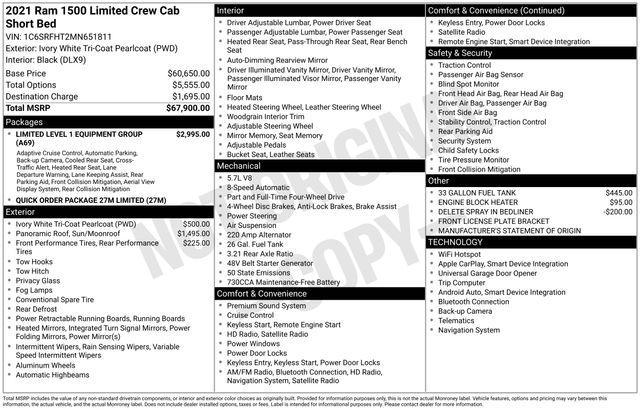 used 2021 Ram 1500 car, priced at $35,919