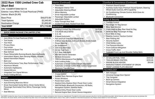used 2022 Ram 1500 car, priced at $39,100