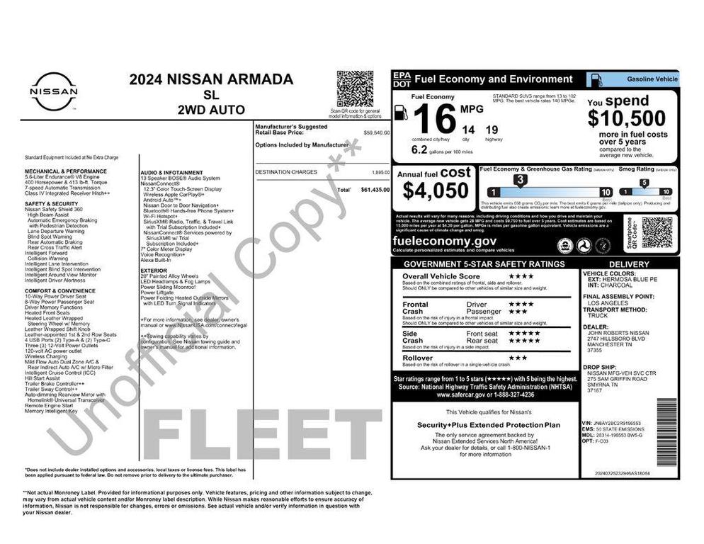 used 2024 Nissan Armada car, priced at $45,000
