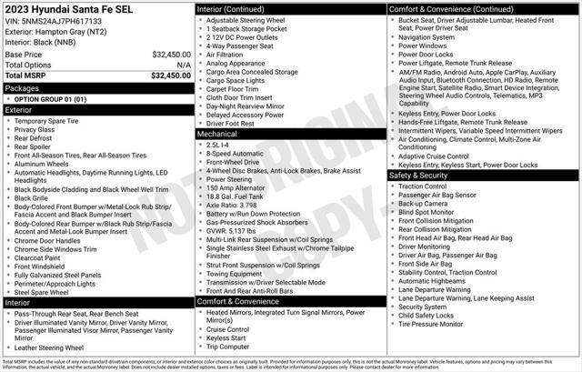 used 2023 Hyundai Santa Fe car, priced at $22,500
