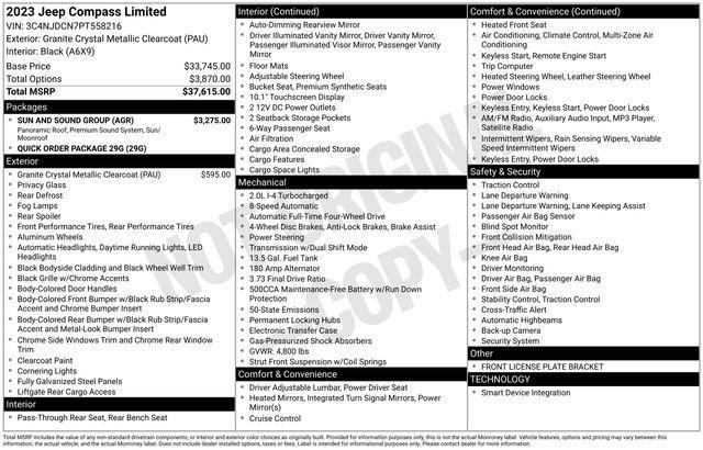 used 2023 Jeep Compass car, priced at $27,495