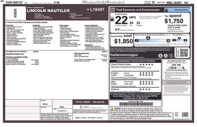 used 2021 Lincoln Nautilus car, priced at $30,495