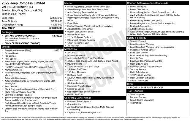 used 2022 Jeep Compass car, priced at $25,995