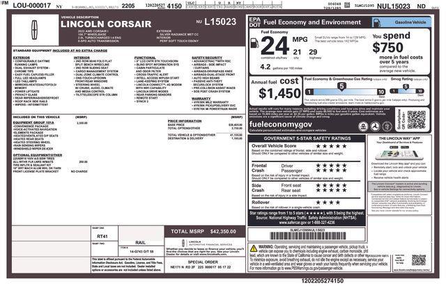 used 2022 Lincoln Corsair car, priced at $31,495