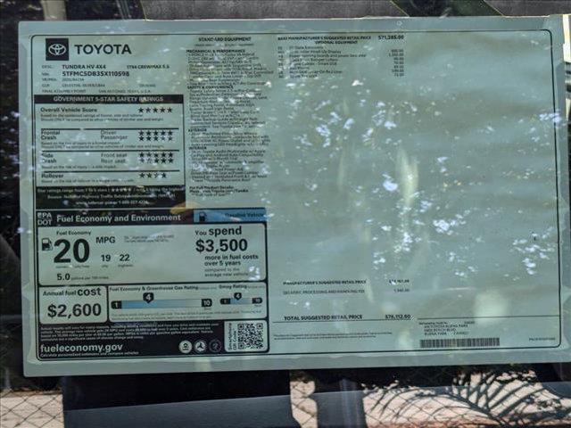 new 2025 Toyota Tundra Hybrid car, priced at $69,527