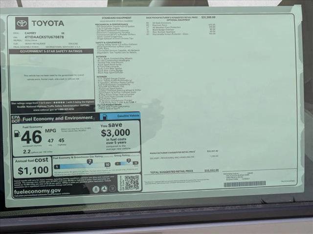 new 2026 Toyota Camry car, priced at $33,552