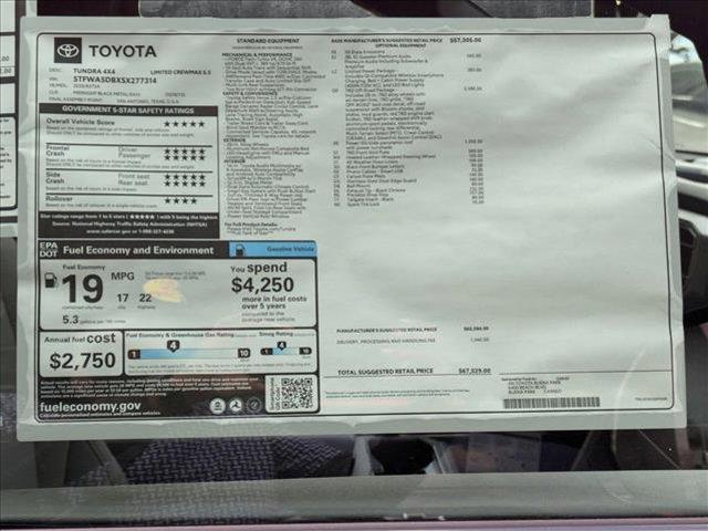 new 2025 Toyota Tundra car, priced at $62,268