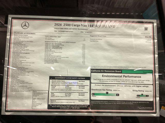 new 2024 Mercedes-Benz Sprinter 2500 car, priced at $70,244