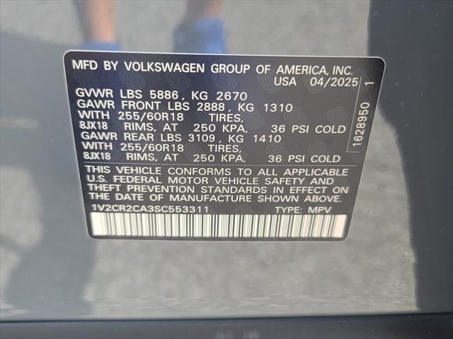 new 2025 Volkswagen Atlas car, priced at $46,976