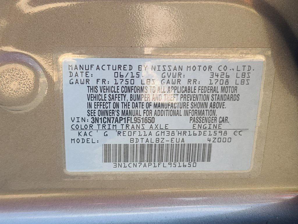 used 2015 Nissan Versa car, priced at $7,899