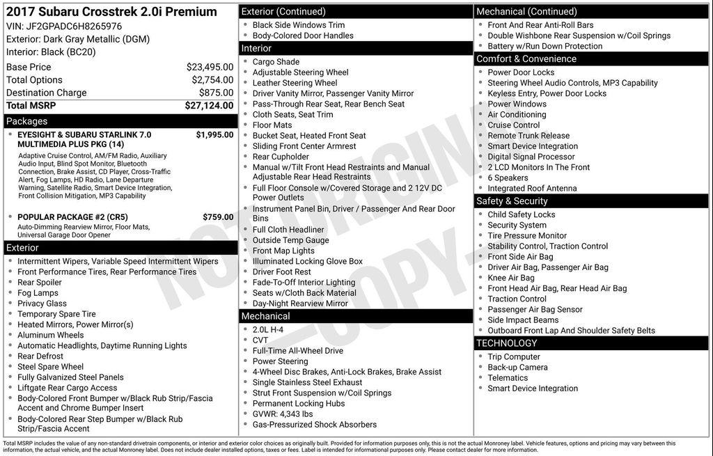 used 2017 Subaru Crosstrek car, priced at $9,977