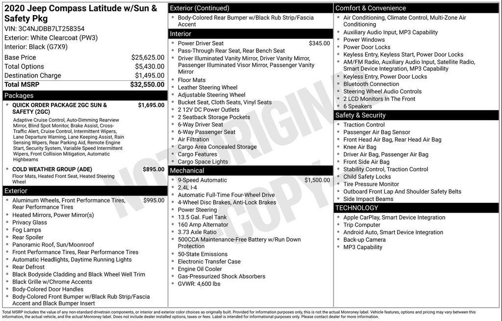 used 2020 Jeep Compass car, priced at $15,777