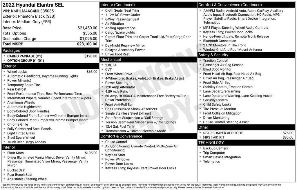 used 2022 Hyundai Elantra car, priced at $16,177