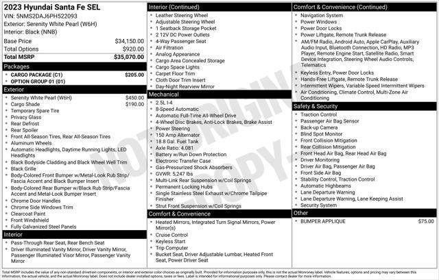 used 2023 Hyundai Santa Fe car, priced at $26,477