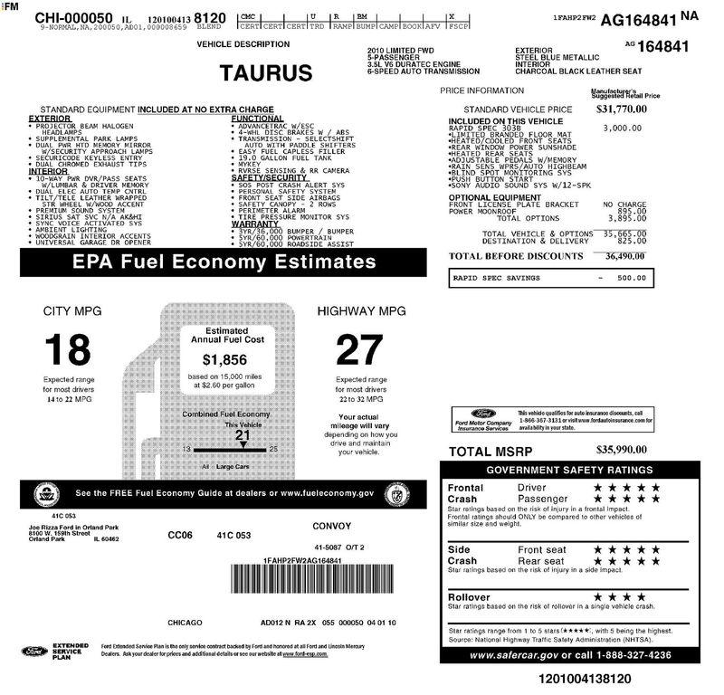 used 2010 Ford Taurus car, priced at $8,477
