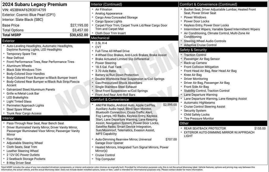 used 2024 Subaru Legacy car, priced at $23,977