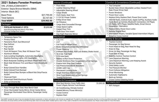 used 2021 Subaru Forester car, priced at $25,977