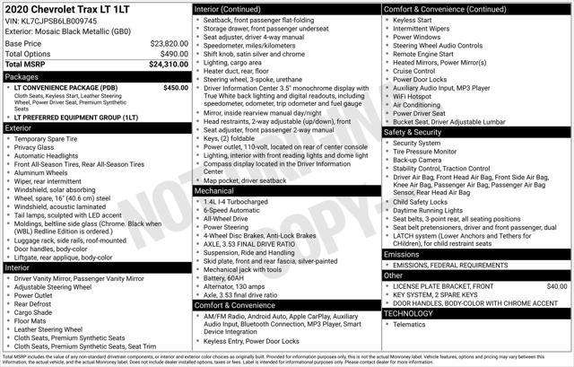 used 2020 Chevrolet Trax car, priced at $13,977