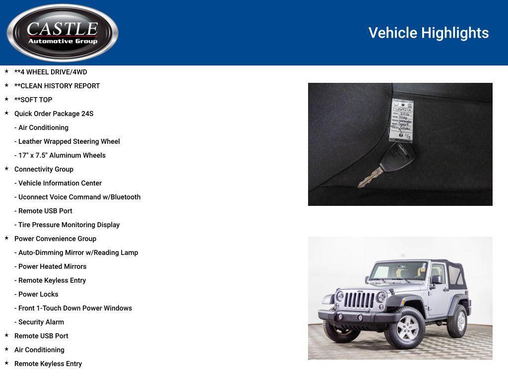 used 2016 Jeep Wrangler car, priced at $13,477