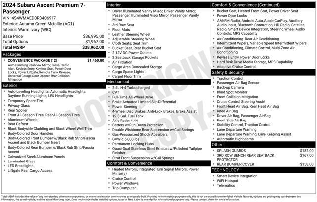 used 2024 Subaru Ascent car, priced at $33,777