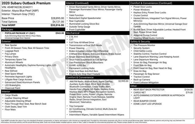 used 2020 Subaru Outback car, priced at $22,777