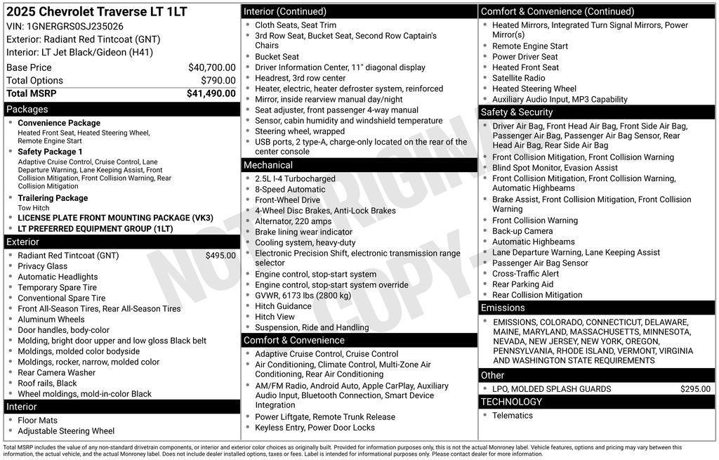 new 2025 Chevrolet Traverse car, priced at $41,925