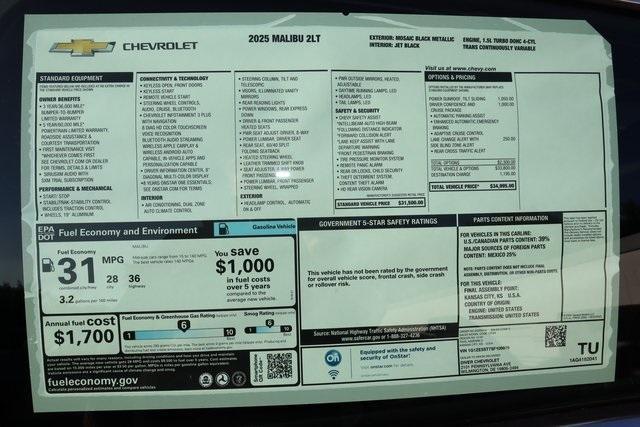 new 2025 Chevrolet Malibu car, priced at $32,995