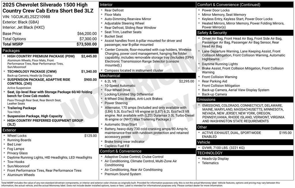 new 2025 Chevrolet Silverado 1500 car, priced at $70,995