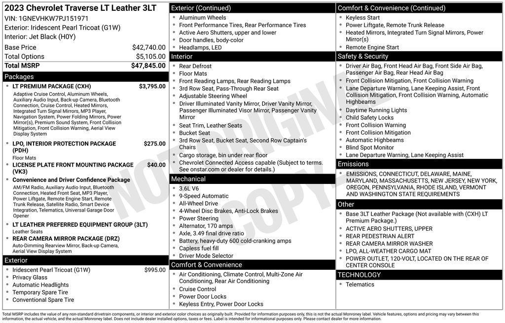 used 2023 Chevrolet Traverse car, priced at $36,627