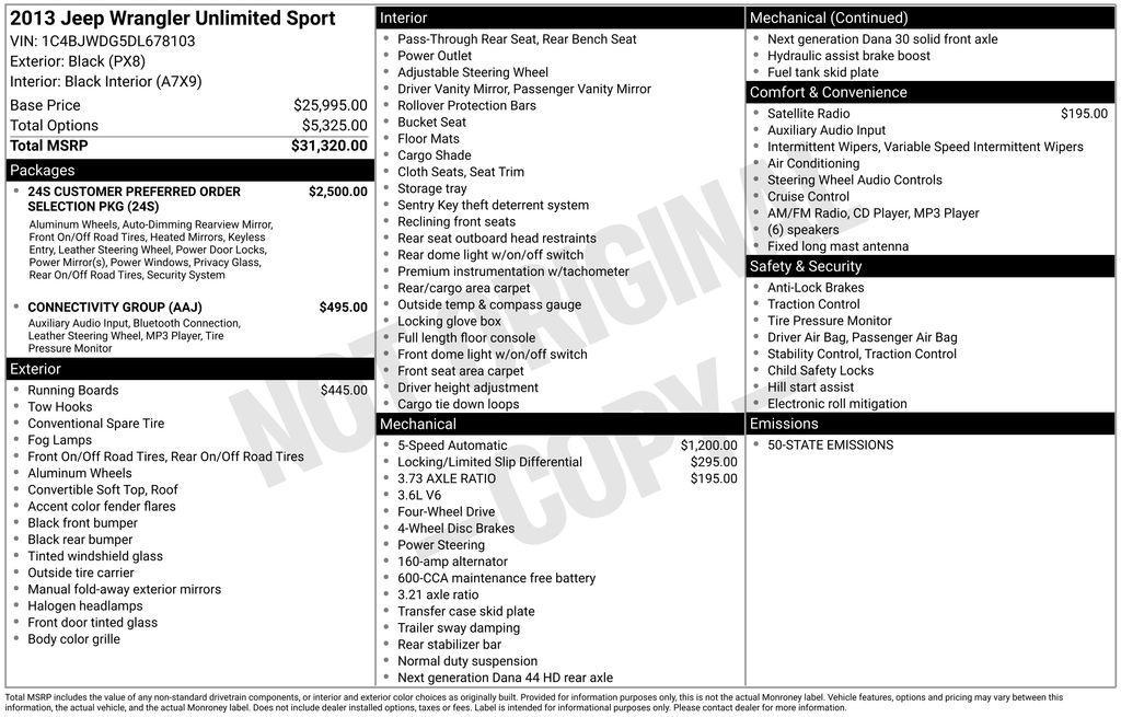 used 2013 Jeep Wrangler Unlimited car, priced at $12,160