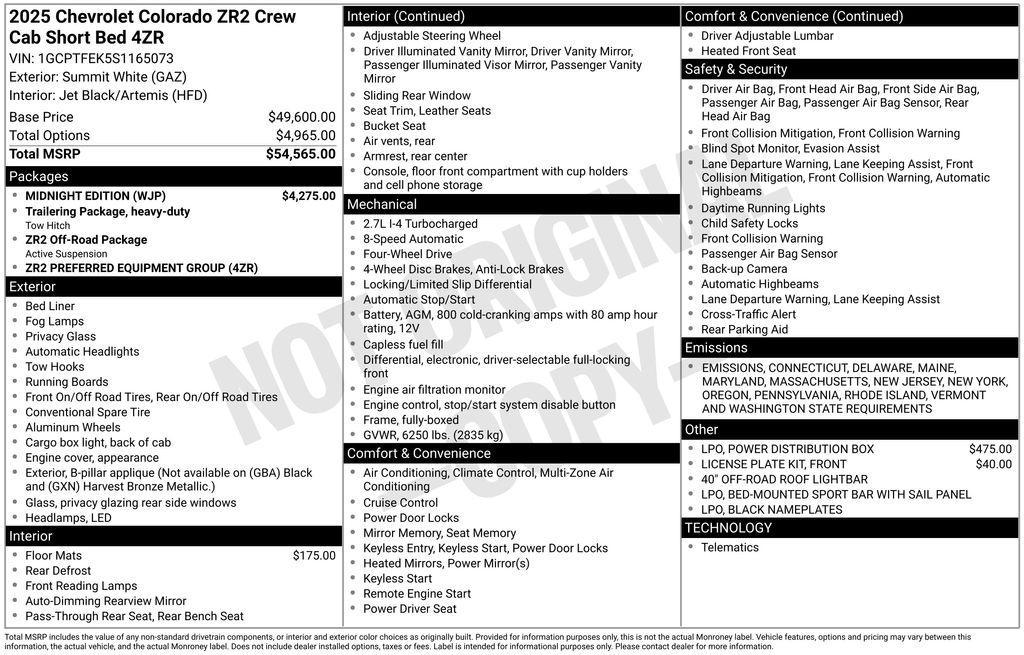 new 2025 Chevrolet Colorado car, priced at $54,235