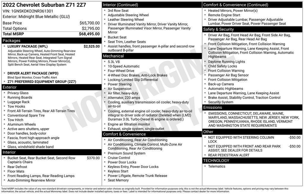 used 2022 Chevrolet Suburban car, priced at $63,263