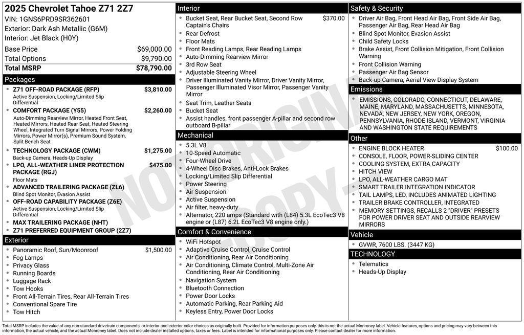 new 2025 Chevrolet Tahoe car, priced at $79,005