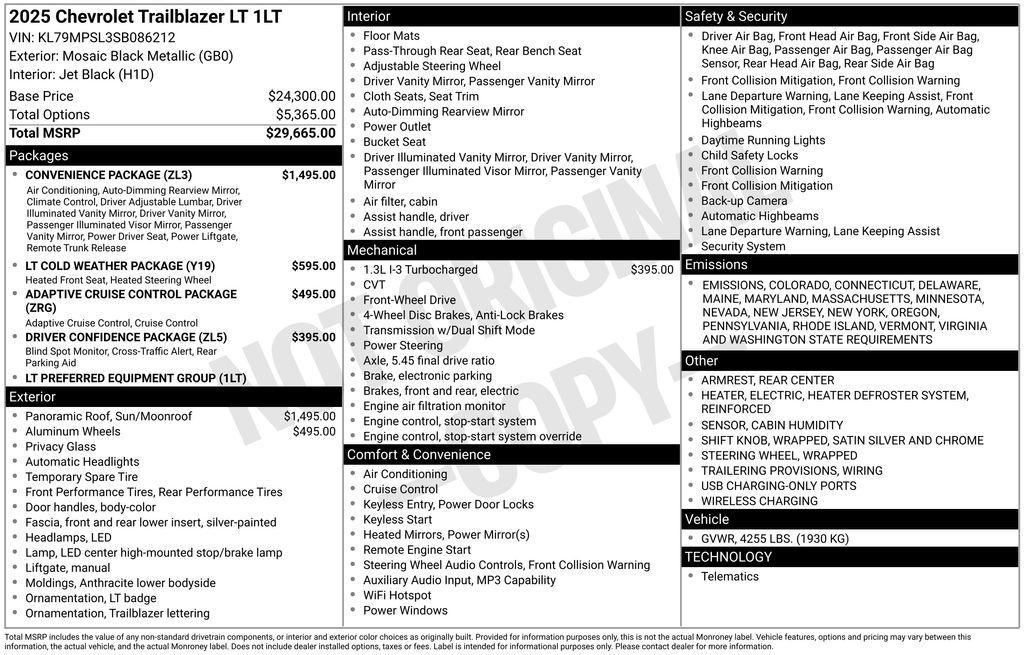 new 2025 Chevrolet TrailBlazer car, priced at $29,960