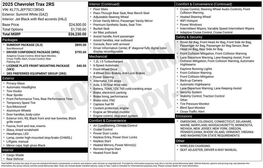 used 2025 Chevrolet Trax car, priced at $25,277